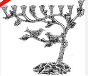 Diseño vintage dorado acabado 7 ramas menorah metal acero inoxidable para el Templo del hogar - Product Image 3