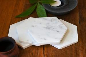 Crafted from natural white marble with subtle grey veining - Product Image 2