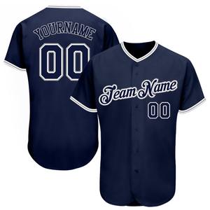 Meilleures ventes Vêtements d'équipe personnalisés Maillot de baseball authentique blanc sur mesure Maillot de baseball authentique blanc marine - Product Image 1
