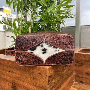 Nueva bolsa de cosméticos de viaje de cuero para el cabello de alta calidad al por mayor, bolsa organizadora de maquillaje de cuero genuino occidental para mujer - Product Image 3