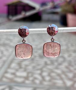 Pendiente de morganita de Plata de Ley 925, hermoso pendiente de mujer, pendiente de plata de morganita - Product Image 1