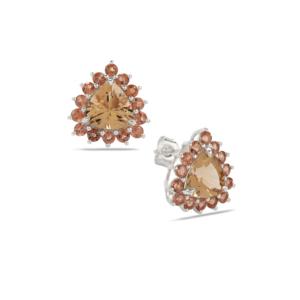 Boucles d'oreilles pendantes vintage en or rose avec perle naturelle et accent en andalusite 6,45 carats - Product Image 5