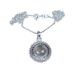 Pendentif de mode doré rutile 925 pendentif en argent Sterling pierres précieuses bijoux faits à la main forme ronde pendentif de créateur cadeau pour elle - Product Image 1