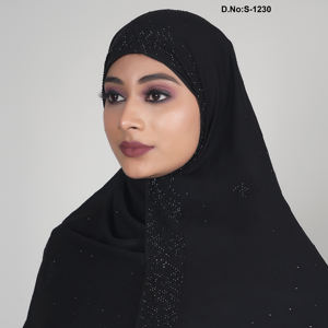 Hiyab de Chifón con Textura Brillante Fina en Toda la Superficie y Detalles de Borde con Patrones Sutiles para un Estilo Moderno y Modesto - Product Image 3