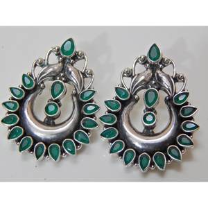 ทำด้วยมือสไตล์วินเทจต่างหูนิลสีเขียวเครื่องประดับเงินอินเทรนด์สำหรับปาร์ตี้ของขวัญที่มีสไตล์สำหรับเพื่อน - Product Image 3