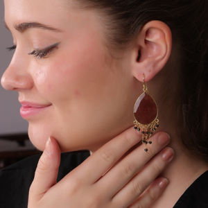 Pendientes de Gota de Cuarzo Rosa y Espiral Dorada, Hechos a Mano, de Aleación de Cobre y Latón, Chapados en Oro de 18K |   Joyería de Moda para Bodas - Product Image 6