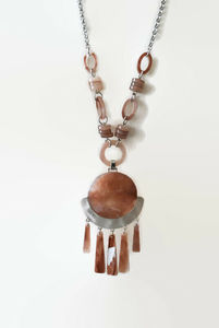 Newly Geometric <b>Statement</b> <b>Necklace</b> Stylish With Agate Resin Pendant Bohemian Design Snake Chain Women's Party Jewelry for Woman - Product Image 5