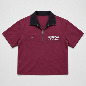 Servizio OEM Camicia da Lavoro Classica Vintage con Zip a un Quarto per Uomo, Personalizzazione con Nome del Marchio Ricamato, Colletto <span class=keywords><strong>Polo</strong></span>, Camicia da Lavoro a Quadri all'Ingrosso - Product Image 2