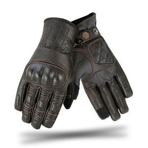 Genuine Leather Motorbike Gloves for Men's Motorcycle Auto Racing Wear Full Finger Touchscreen Unisex Cafe Racer Brown Gloves - Product Image 1