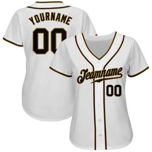 Camiseta de béisbol auténtica personalizada White Black-Old Gold - Product Image 2