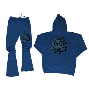 Survêtement personnalisé à impression bouffante pour hommes avec pantalon de jogging évasé et ensemble de sweat à capuche en polaire pour l'hiver - Product Image 5