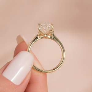 แหวนเพชร CZ สีขาวใสตัดขนาด10x7มม. แหวนหมั้นเพชรเม็ดเดี่ยวสีทองแบบคลาสสิกสำหรับงานแต่งงานครบรอบแต่งงานเครื่องประดับผู้หญิง - Product Image 2