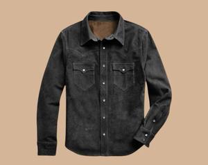 Hermosa Camisa Casual de Cuero de Gamuza Premium para Hombre con Bolsillos Delanteros - Transpirable y Antiencogimiento - Product Image 2