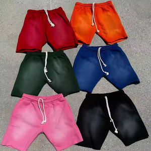 Fait sur mesure hommes lavage à l'acide taille élastique 100% coton teint uni séchage rapide sportif haute qualité soleil décoloration strass motif solide - Product Image 1