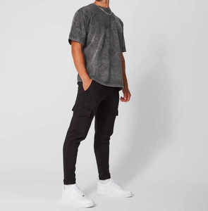 เสื้อยืดผู้ชายสไตล์วินเทจฟอกสีกรดคอตตอน100% เทอร์รี่คอตั้งตั้งเสื้อโอเวอร์ไซส์ขายส่งโลโก้ตามสั่ง - Product Image 2