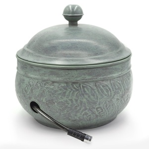 Tuyau d'arrosage design martelé pour pots de rangement de tuyaux de jardin à la maison Pots de tuyau en métal design ovale Pot de tuyau décoratif avec couvercle - Product Image 5