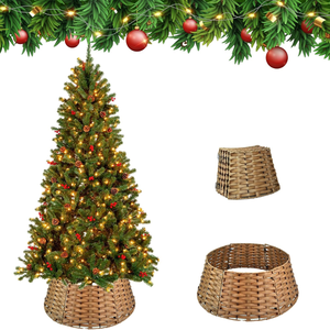 Falda de árbol decorativa hecha a mano de mimbre de plástico para Navidad, venta al por mayor de Vietnam - Product Image 3