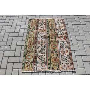 2.6x3.6 ft Turkish Small Rug, <b>Brown</b> Green Vintage Plants & trees <b>Wool</b> Rug - Product Image 1