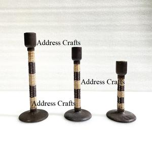 Wholesale Nordic Home Wedding Dinning Decoration <b>Candle</b> Holder Creative Design Wood Rattan <b>Candle</b> Stick Holder <b>Candle</b> Stand - Product Image 1