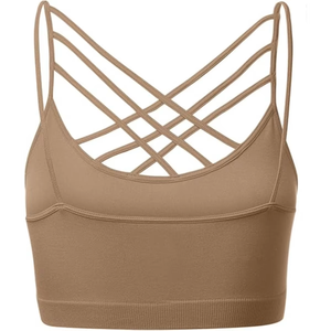 Soutien-gorge de sport pour femme, croisé sur le devant, en nylon et élasthanne doux et extensible, pour la gym, le yoga et l'entraînement, OEM ODM, vêtements de sport personnalisés - Product Image 5