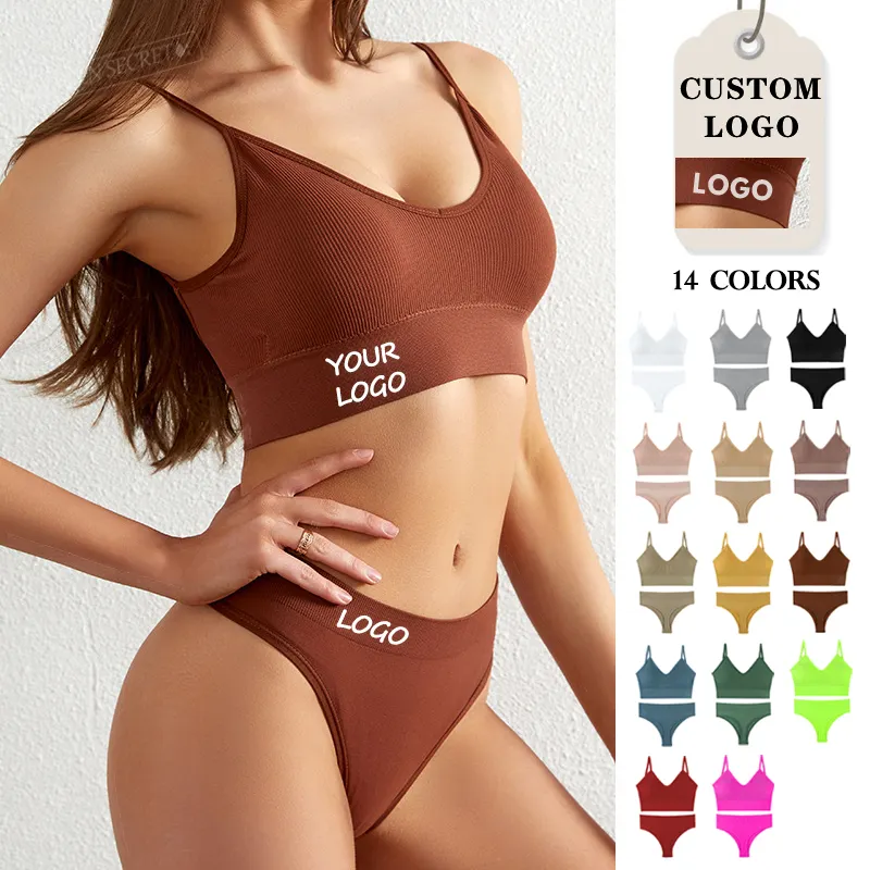 OXYGEN SECRET Wholesale Two Pieces Wirefree Thin Cup Set Women Bra Underwear Soft Comfortable Lady Bra And Brief Panties Set