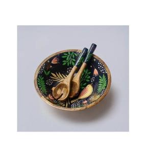 Tazón de Madera de la Mejor Calidad, Forma Redonda, con Servidor de Ensalada y Juego de Platos, Tazón de Madera con Estampado Esmaltado, al Mejor Precio Accesible - Product Image 3