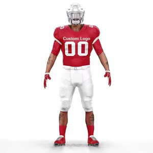 Ensemble d'uniformes de football américain sublimés respirants pour adultes, col en V, manches courtes, maillot ajusté, pantalon, gants, chaussettes, tenue d'équipe - Product Image 1