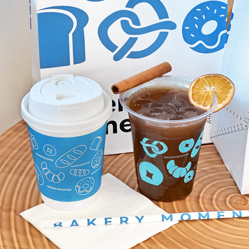 Disposable Biodegradable Eco-Friendly Double Wall Paper Coffee Cups 8Oz 10Oz 12Oz for Cold Beverage Use with Lids