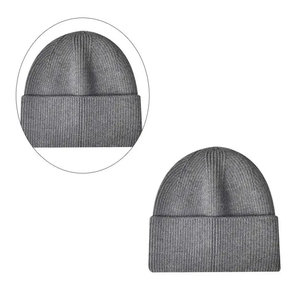 Gorro de Punto Gris Unisex, Gorro de Invierno de Color Sólido con Diseño de Borde Plegado para Adultos, Circunferencia de Cabeza de 56-58 cm, Estilo Casual - Product Image 1