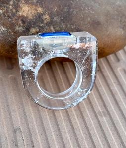 Natural Crystal Quartz Gemstone <b>Ring</b> With The Lapis Lazuli Gemstone In Centre Of <b>Ring</b> Unique <b>Statement</b> <b>Ring</b> <b>For</b> Men Or <b>Women</b> - Product Image 4