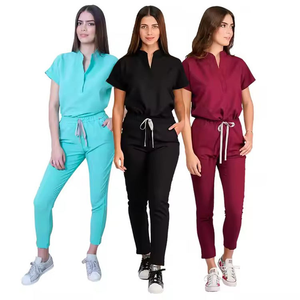 Ensembles d'uniformes de gommage essentiels avec haut à manches courtes ventilé et coutures à col montant durables - Product Image 3