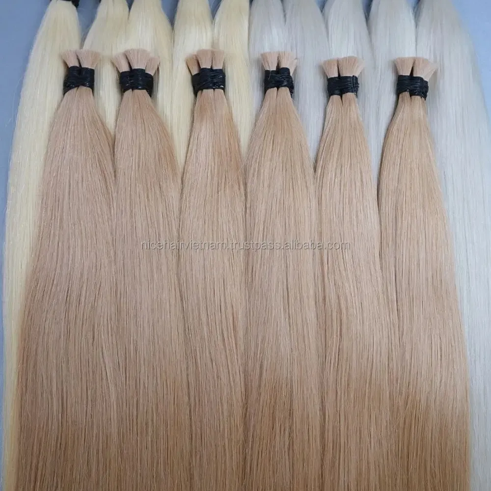 Grosir pemrosesan non-kimia berbagai gaya untuk wanita ekstensi rambut jumlah besar rambut Rusia Remy dibuat di Vietnam