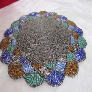 เสื่อลูกปัดแบบทำมือแผ่นรองจานแผ่นรองจานผ้าปูโต๊ะอาหารเสื่อปูโต๊ะทานข้าว - Product Image 1