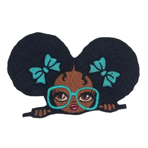 Logo personnalisé promotionnel coudre sur des patchs de broderie noir fille forme fer sur patch de transfert de chaleur pour jeans à capuche - Product Image 1