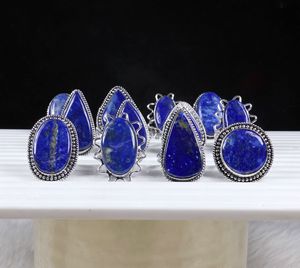 Fabuloso diseñador lapislázuli anillos de piedras preciosas lote a granel anillo Chapado en plata esterlina venta al por mayor anillo de lapislázuli azul para mujer - Product Image 6