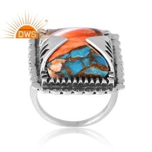 Increíble diseño 925 Plata Natural Mojave cobre púrpura Qyster turquesa anillo de piedras preciosas para mujer fabricante de joyería - Product Image 1