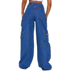 กางเกงยีนส์ขาตรงเอวสูงสำหรับผู้หญิงกางเกงยีนส์แฟชั่น6กระเป๋าทรงโอเวอร์ไซส์กางเกงยีนส์ขาตรงตามสั่ง - Product Image 6