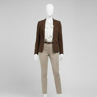 Blazer de bureau formel pour femme de haute qualité, en toile, couleur unie, manches longues, à bouton unique, col en V, orné de cristaux