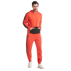 80% coton 20% Polyester Slim Fit Joggers Premium coupe-vent vêtements d'entraînement avec poche kangourou et rayures latérales costumes contrastés - Product Image 1