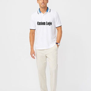 Camiseta Polo Blanca al por Mayor de Primera Calidad con Cuello Camisero, Unisex, Bordada, para Logotipo Personalizado para Hombre - Product Image 1