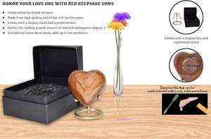Wood Grains Mini Heart Cremation Urn with Premium Box & Stand | Honor <b>Your</b> <b>Loved</b> One with Wood Grain Finish Urn for Baby Girl - Product Image 4