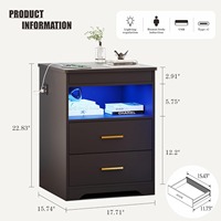 Table de chevet intelligente moderne pour chambre d'hôpital CARB P2 CE E1 MDF avec écran tactile, 3 tiroirs, lumière LED, station de charge et serrure
