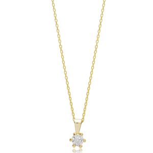 Collier à breloque en zircon à six griffes de conception ronde, bijoux en argent sterling 925 faits à la main en Turquie, vente en gros - Product Image 1