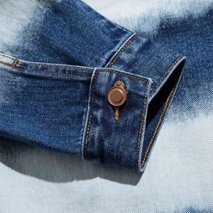 Vestes en jean tie-dye contrastées personnalisées pour hommes de taille plus Vestes en jean respirantes classiques à la mode manches régulières vente en gros de style décontracté pour - Product Image 5