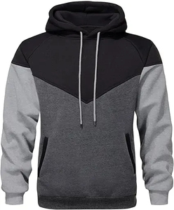 Custom <b>Mens</b> <b>Black</b> Grey Color Block Pullover <b>Hoodie</b> Contrast Sleeves Drawstring Premium Streetwear 100% Cotton <b>Hoodie</b> - Product Image 1