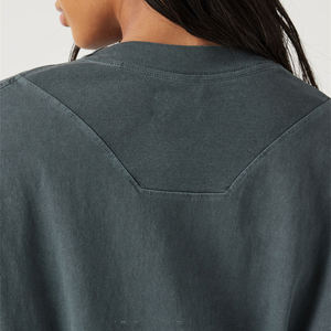 T-shirts surdimensionnés pour femmes de la meilleure qualité 100% coton à manches longues col rond avant hiver chaud T-Shirts OEM Service en gros - Product Image 4