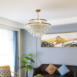 Sang Trọng Vàng Hiện Đại Ánh Sáng Trần Tiered Pha Lê Vòng Đèn Chùm Với Có Thể Điều Chỉnh Chiều Cao Cho Phòng Khách Phòng Khách Sạn - Product Image 5