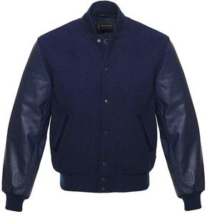 Customized 100% Wool Body with Pure Leather Sleeves Stand Collar High Street Style CollegeBaseballjacket for men - Product Image 6