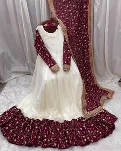 Colección tradicional india para mujer, ropa de diseñador pesado, hilo de seda Chinon con Secuencia bordada, Top con encaje, trabajo Dupatta - Product Image 4