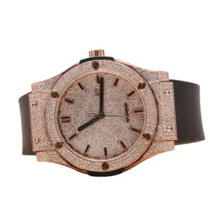 Stylish Hiphop Premium Quality Branded Handmade Setting Band Half Iced Out Unisex Luxury Glamorous Moissanite Diamond Watch